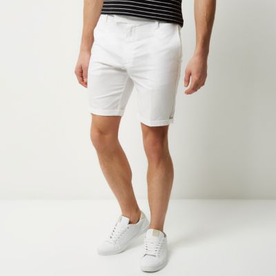 White linen slim fit shorts